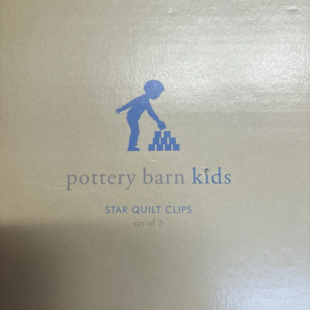 Pottery Barn Kids Star Quilt Clips Hooks Set of 3 White 3866696 NIB